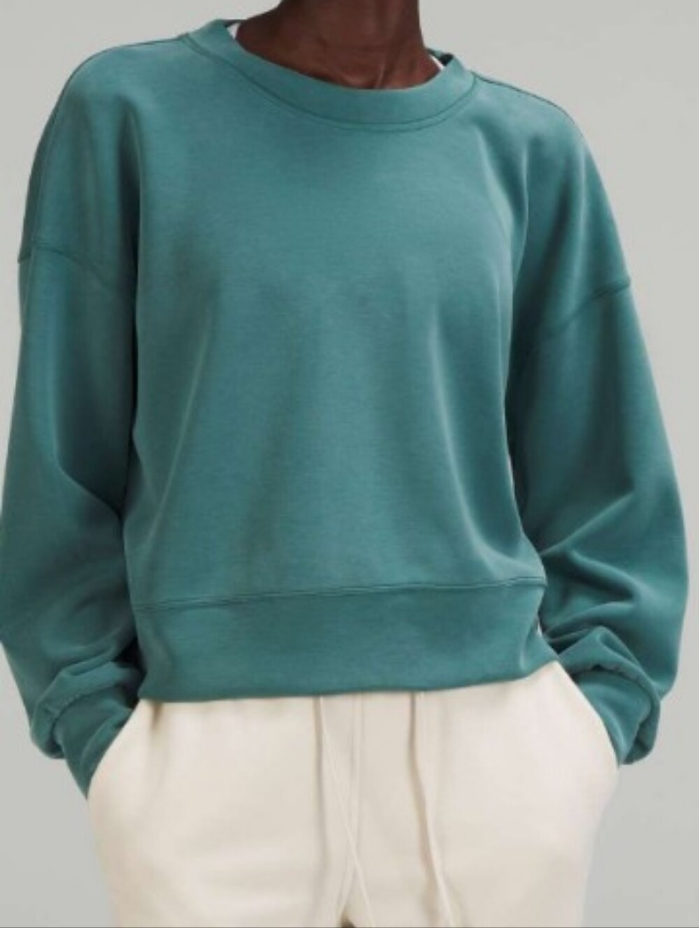 Lululemon Perfectly Oversized Crop Crew Softstreme 6 Green Jasper Teal - Picture 10 of 10